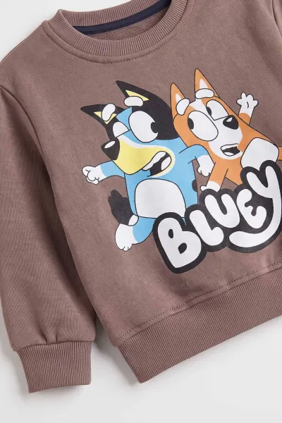 Vizon (1-5 Yaş) Bluey  Baskılı 3 İp Şardonlu Erkek Çocuk Kışlık Takım 487774
