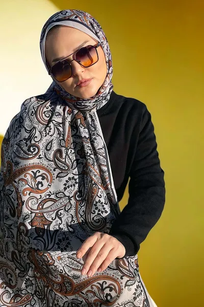 Açık Vizon 180X70 cm Dijital Baskı Shıne Desenli Pamuk Şal 333504