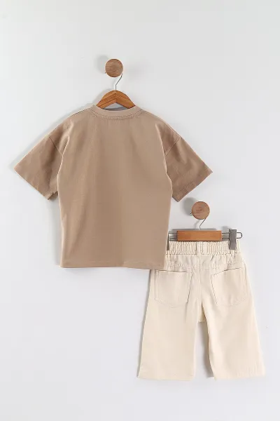 Vizon (2-10 Yaş)Baskılı Gabardin Şortlu Erkek Çocuk Takım 457408