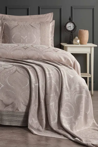 Taş 240x260 Dantelli Çift Kişilik Gelin Seti Yatak Örtüsü 282723