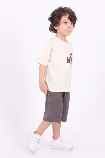 Vizon (3-6 Yaş)Musical Baskılı Şortlu Penye Erkek Çocuk Yazlık Takım 347457