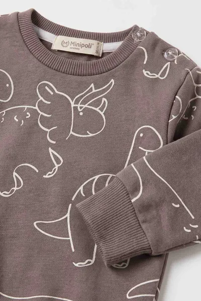 Vizon (6-24 Ay) Dinozor Baskılı Erkek Bebek Takım 478218