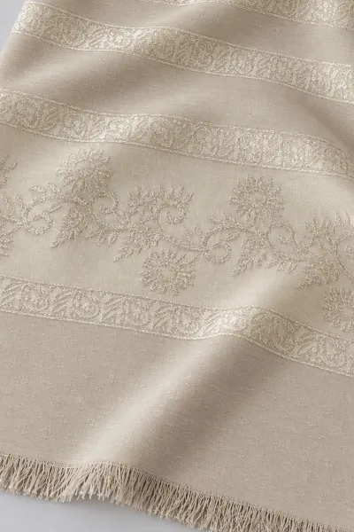 Vizon 70x180 Cm Floral Premium Jakarlı Pamuk Şal 494063