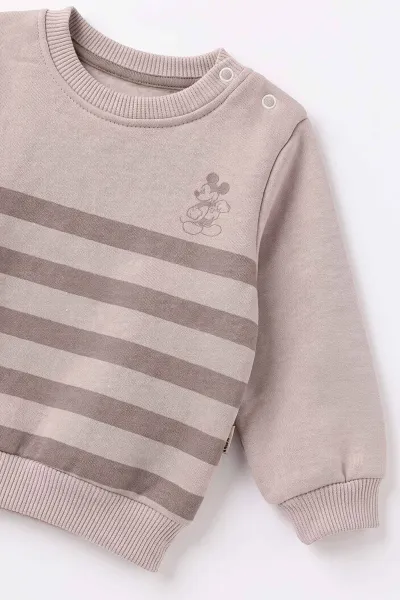 Vizon (9-18 Ay) Çizgili Mickey Baskılı Üç İp Şardonlu Bebek Takım 493486