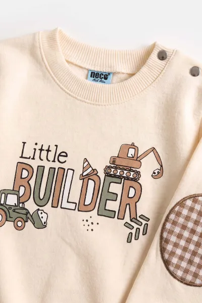 Vizon (9-24 Ay)Builder Baskılı Altı Ekoseli Dirsek Yamalı Erkek Bebek Takım 476333