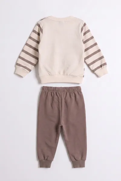 Vizon (9-24 Ay)Çizgili Smile Cep Nakışlı Erkek Bebek Takım 476795