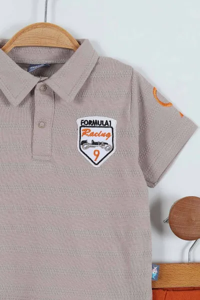 Vizon (9-24 Ay)Formula Nakışlı Müslin Şortlu Erkek Bebek Takım 280476