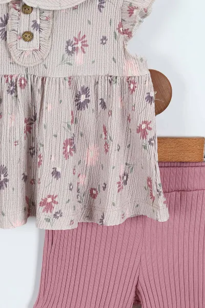 Vizon (9 -36 Ay)Dijital Çiçek Baskılı   Şortlu Bürümcük   Kız Bebek Takım 365088