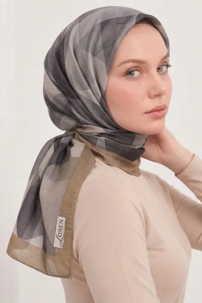 Vizon 90x90 Cm Dijital Baskılı Prizma Desen Soft Eşarp 498514