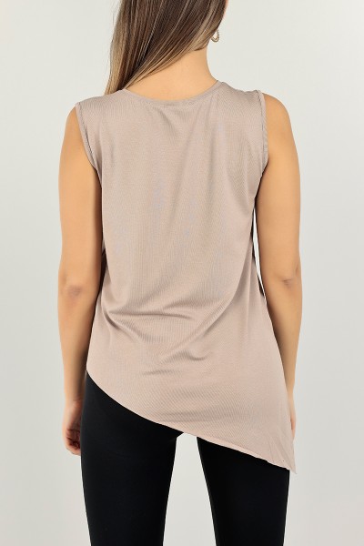 Vizon Asimetrik Kesim Kolsuz Bluz 100562