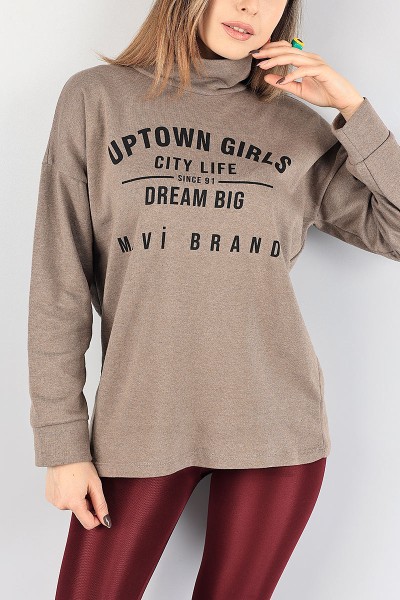 Vizon Baskılı İçi Şardonlu Bayan Sweat 88347