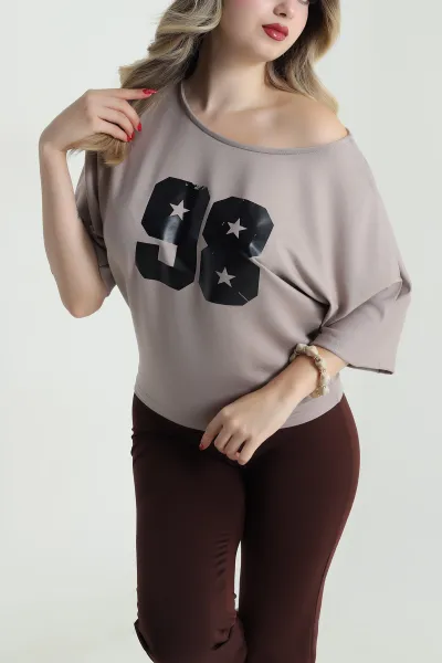 Vizon Baskılı Kristal Kadın Bluz 482074