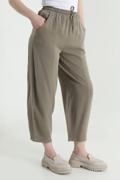 Vizon Bel Lastikli Cepli Tencel Kadın Şalvar Pantolon 453170