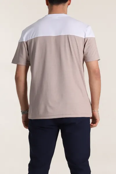 Vizon Beyaz Çift Renk Regular Fit Jakarlı Erkek Tişört 346248