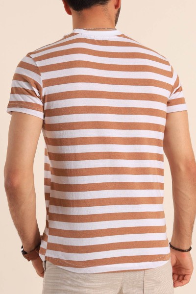 Vizon Beyaz Çizgili Regular Fit Erkek Tişört 188014