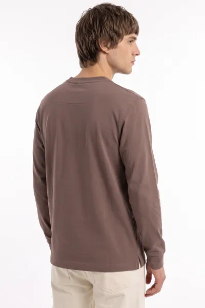 Vizon Bisiklet Yaka Yazı Detaylı Erkek Sweatshirt 492044