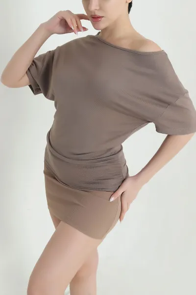 Vizon Büzgülü Kayık Yaka Oysho Kadın Bluz 446972