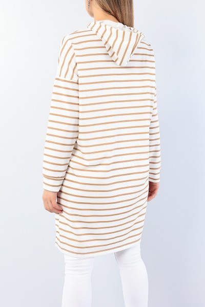 Vizon Çizgili Kapüşonlu Tunik 75157