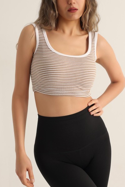 Vizon Çizgili Tasarım Crop Üst 178142
