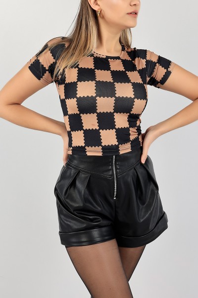 Vizon Desenli Bayan Crop 105618