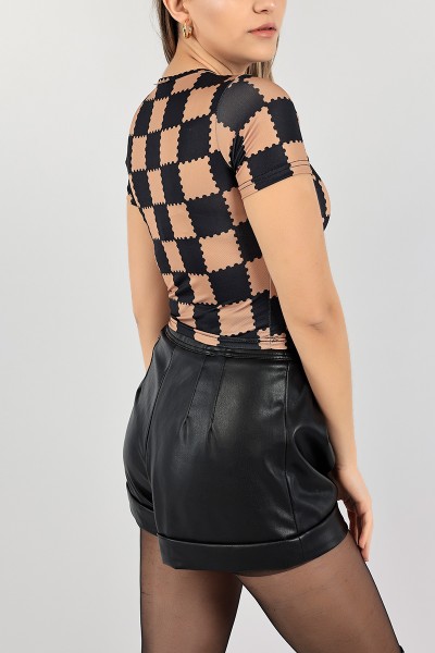 Vizon Desenli Bayan Crop 105618