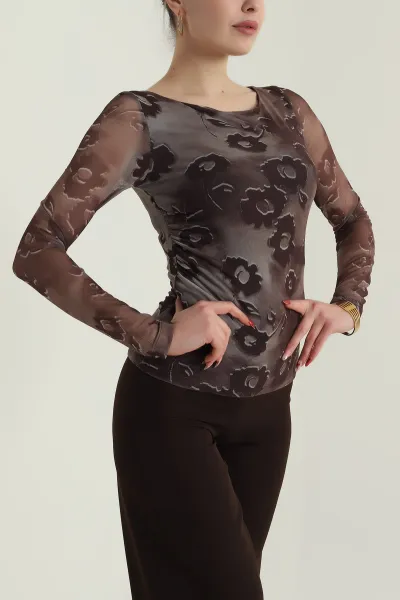 Vizon Desenli Tül Kadın Bluz 428357