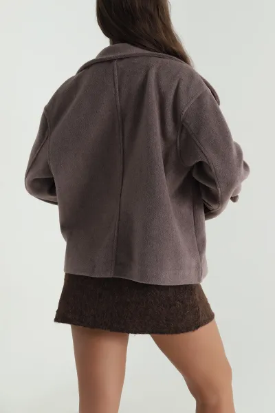 Vizon Dik Yaka Kadın Fox Mont 490397
