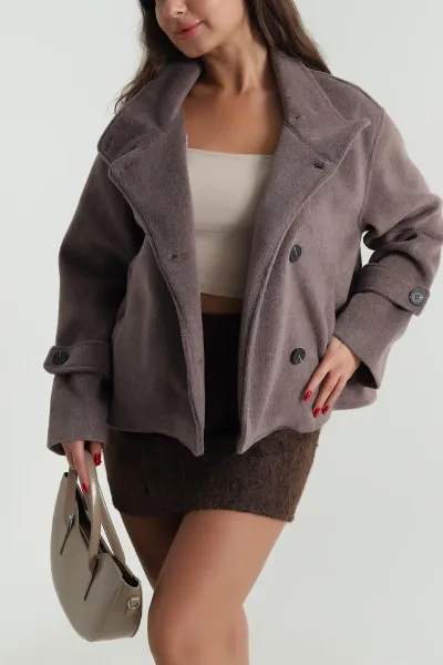 Vizon Dik Yaka Kadın Fox Mont 490397