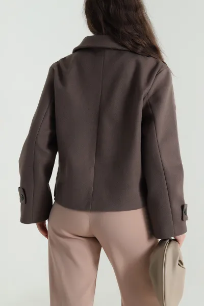 Vizon Dik Yaka Kaşe Kadın Mont 495963
