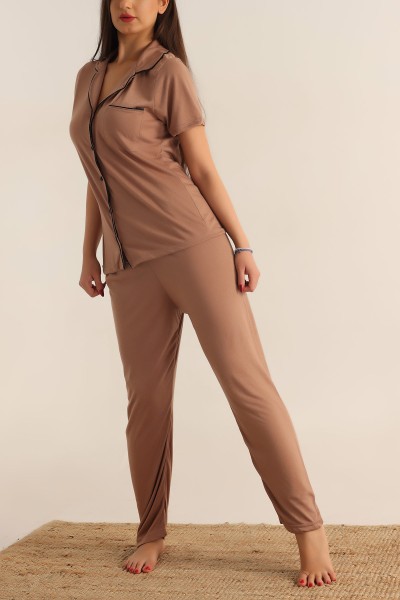 Vizon Düğmeli Bayan Pijama Takımı 189584