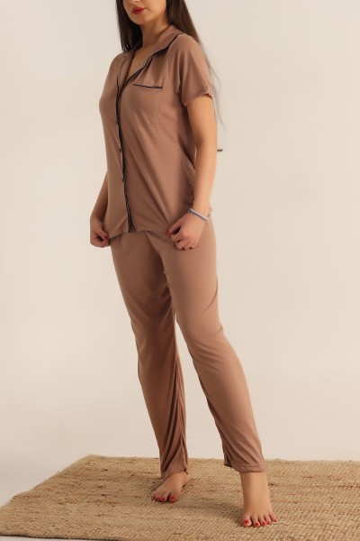 Vizon Düğmeli Bayan Pijama Takımı 189584