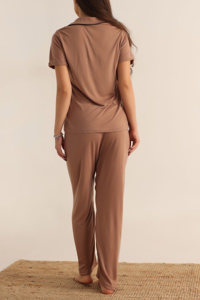 Vizon Düğmeli Bayan Pijama Takımı 189584