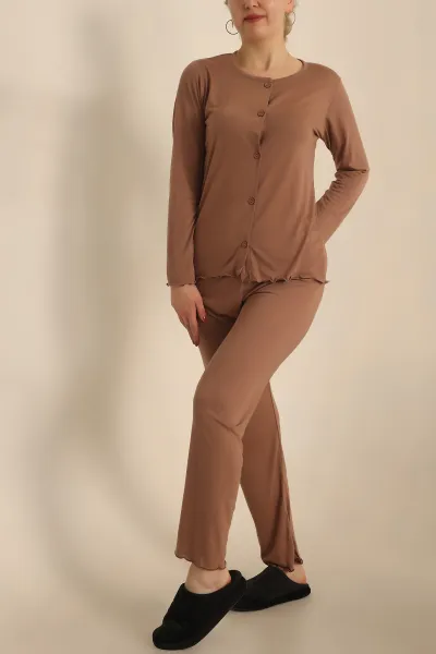 Vizon Düğmeli Bayan Pijama Takımı 233334