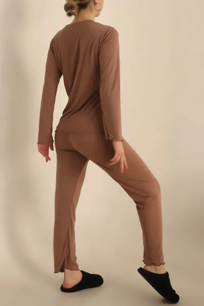 Vizon Düğmeli Bayan Pijama Takımı 233334