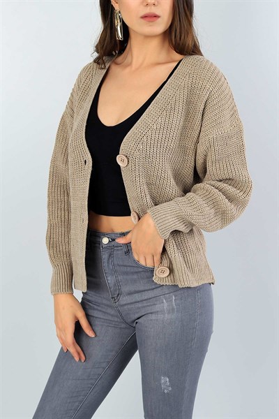 Vizon Düğmeli Örme Triko Hırka 39804