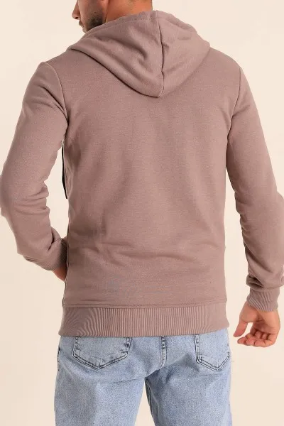 Vizon Fermuarlı Kapüşonlu Erkek Sweatshirt 236552