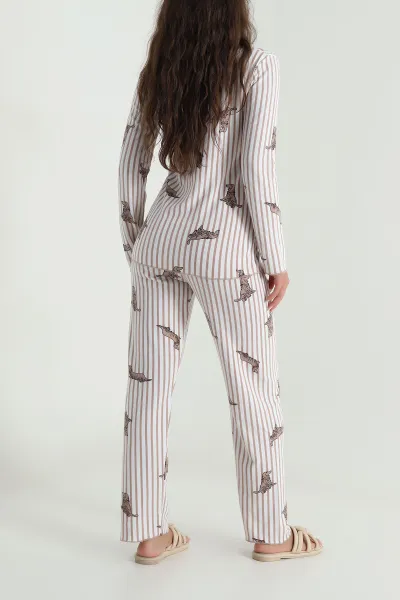 Vizon Fiyonklu Waffele Kadın Pijama Takımı 488904
