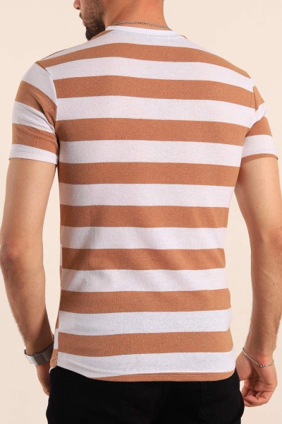 Vizon Geniş Çizgili Regular Fit Erkek Tişört 189822
