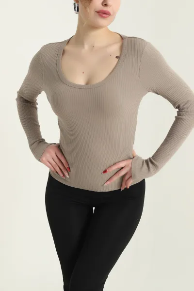 Vizon Geniş Yaka Fitilli Badi Bluz 429447