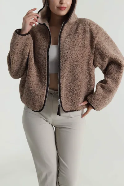 Vizon Kapşonlu Teddy Kadın Mont 488791