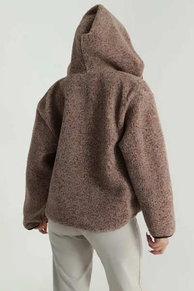 Vizon Kapşonlu Teddy Kadın Mont 488791