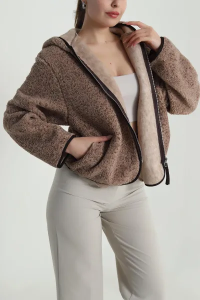 Vizon Kapşonlu Teddy Kadın Mont 488791