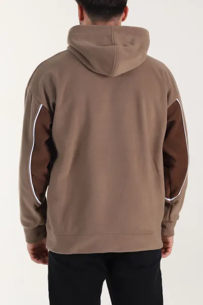Vizon Kapüşonlu Nakış Detaylı Erkek Sweatshirt 408759