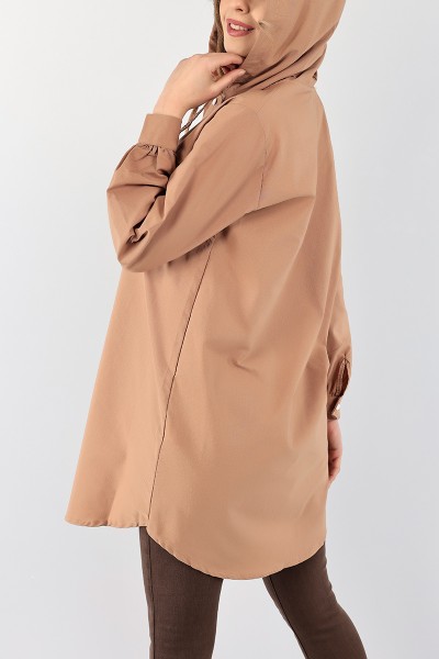 Vizon Kapüşonlu Poplin Gömlek Tunik 96589