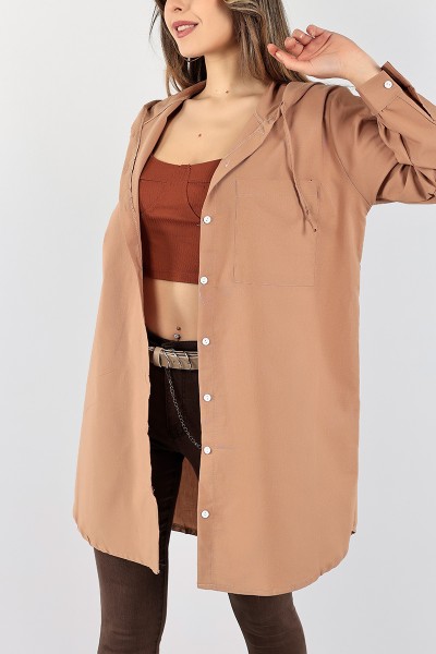 Vizon Kapüşonlu Poplin Gömlek Tunik 96589