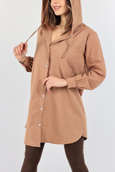 Vizon Kapüşonlu Poplin Gömlek Tunik 96589