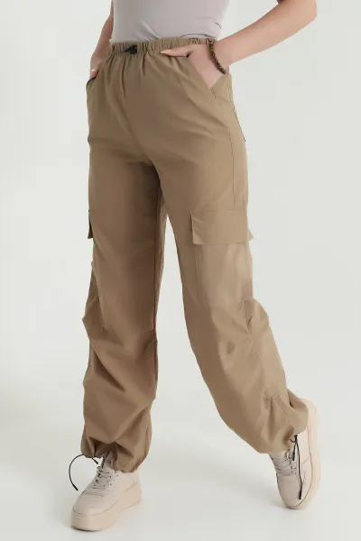 Vizon Kargo Cep Paraşüt Kumaş Kadın Pantolon 467963