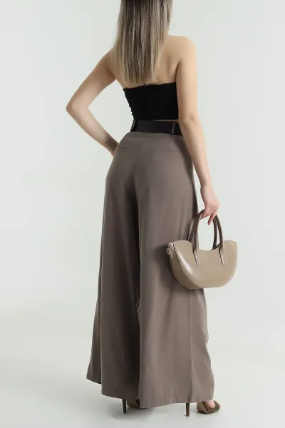 Vizon Kemerli Bol Paça Kadın Modal Pantolon 489204