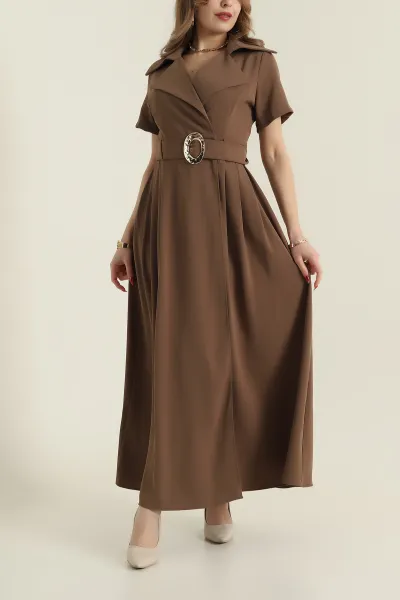 Kemerli Twill Kumaş kadın Elbise 425606