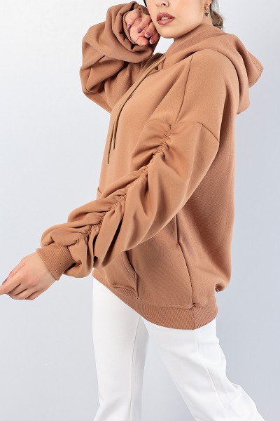 Vizon Kolları Büzgülü Şardonlu Bayan Sweat 76162